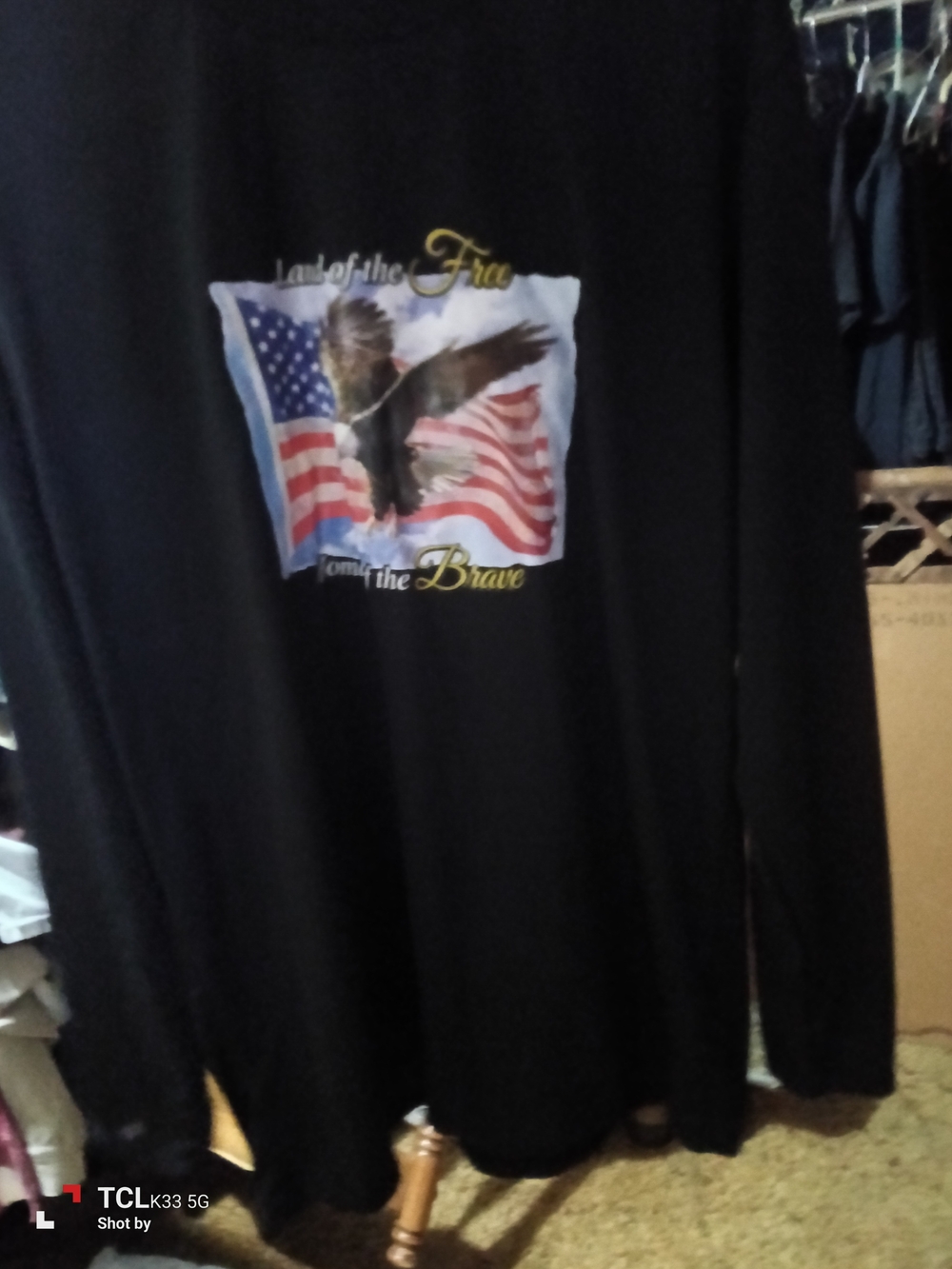 Black Long-Sleeve Eagle Graphic Shirt - Patriotic Design